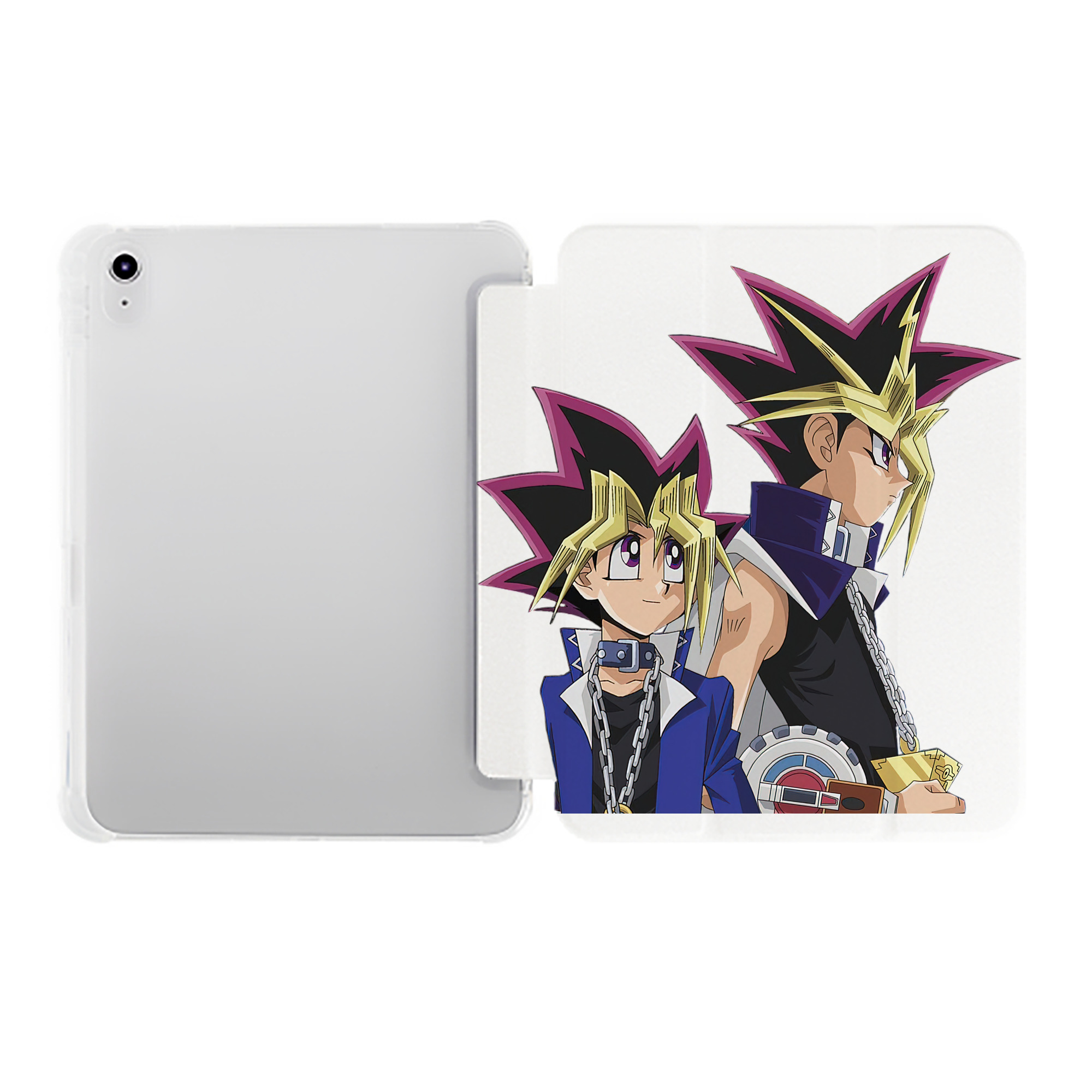 （画像用） 遊☆戯☆王 Yu-Gi-Oh! IPad ケース ペン収納付き 三つ折りスタンド PUレザー×シリコン 対応機種9.5/10.5/10.9インチ